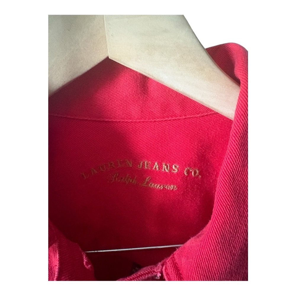 Lauren Ralph Lauren Red Denim Jacket Medium Classic Trucker - Picture 6 of 13